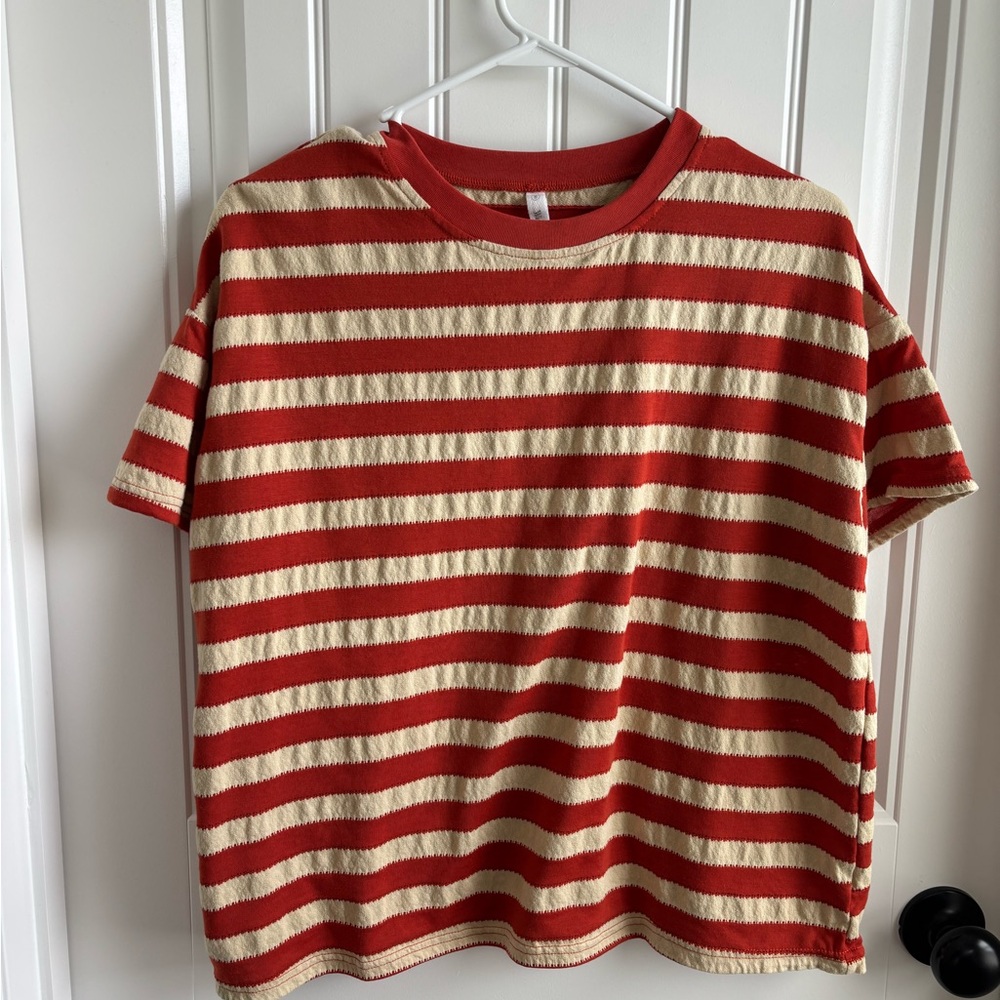 Red and Cream Striped T-Shirt